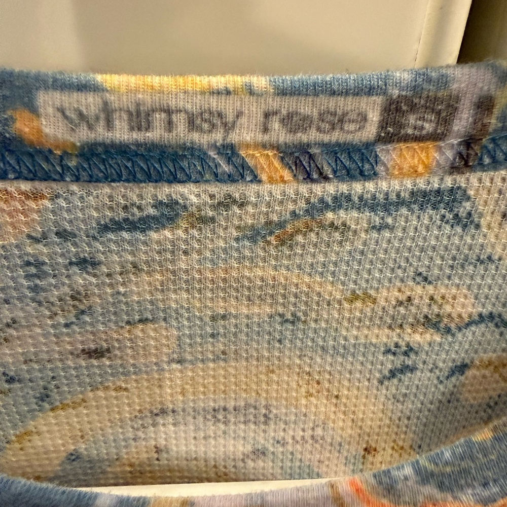 Sundance “Whimsy Rose” Light Blue and Orange Cotton Tee - Picture 3 of 5